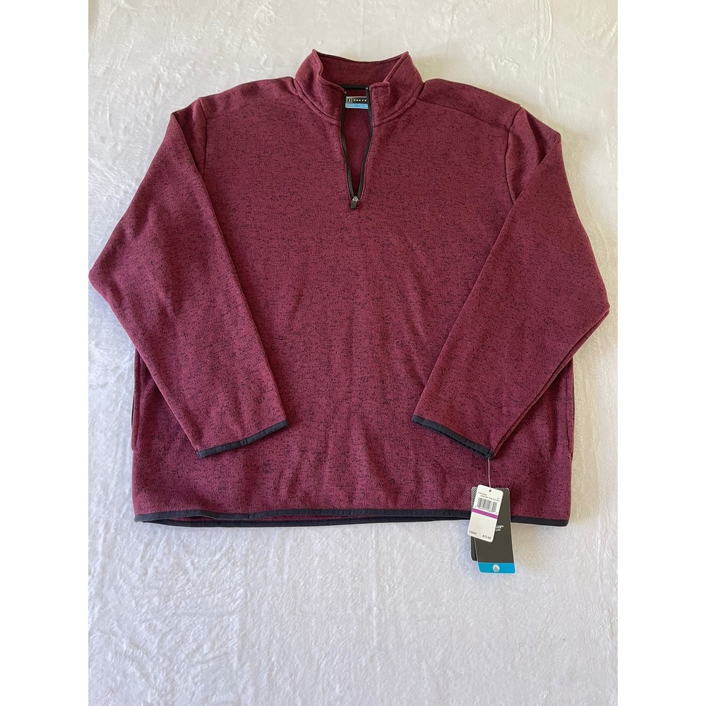 PGA TOUR Mens XXL Quarter Zip Golf Pullover Burgundy Wine Heather Fleece NWT